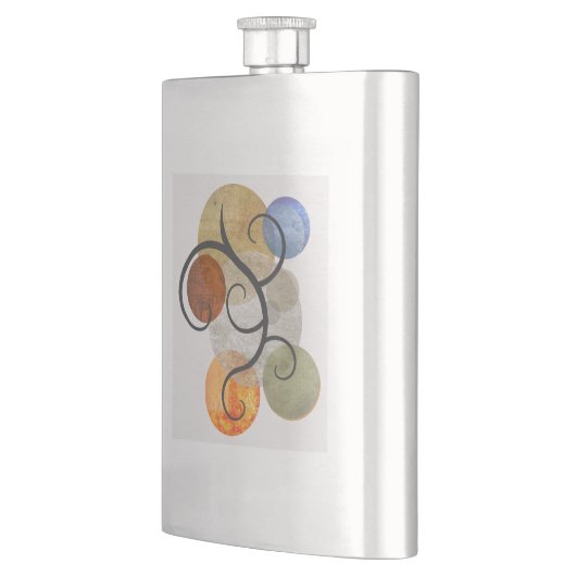 円コンテンポラリーパターン(の模様が)ある フラスク (左)