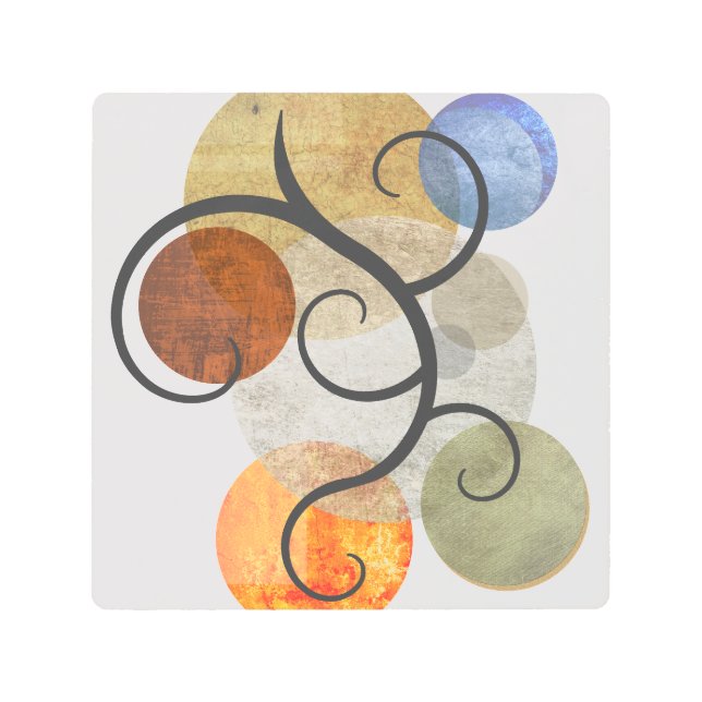 円コンテンポラリーパターン（の模様が）ある メタルプリント (正面)