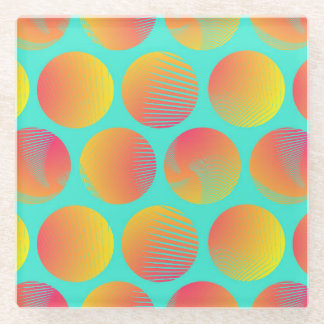 円シームレスパターン：オレンジと青。 ガラスコースター