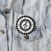 円スタイリッシュ白黒音符デザイン 缶バッジ (インサイチュ)