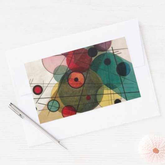 円ステッカーのカンディンスキーの円 長方形シール (封筒)