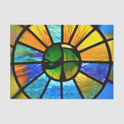 円ステンドグラス効果のデコページティッシュペーパー 薄葉紙 (正面)