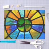 円ステンドグラス効果のデコページティッシュペーパー 薄葉紙 (クラフト)