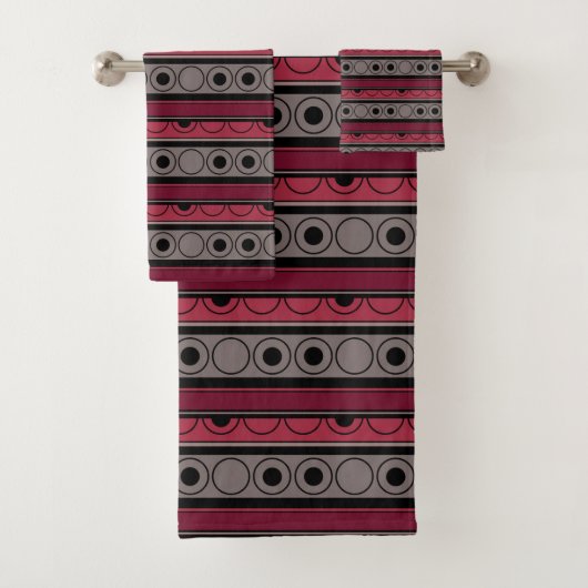 円ストライプのとリングのレトロなスタイル バスタオルセット (インサイチュ)