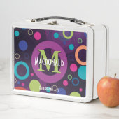 円スポッカラフルトリングや輪紫パーソナライズされた メタルランチボックス (インサイチュ)