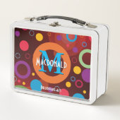 円スポットカラフルリングや輪オレンジパーソナライズされた色 メタルランチボックス (正面)