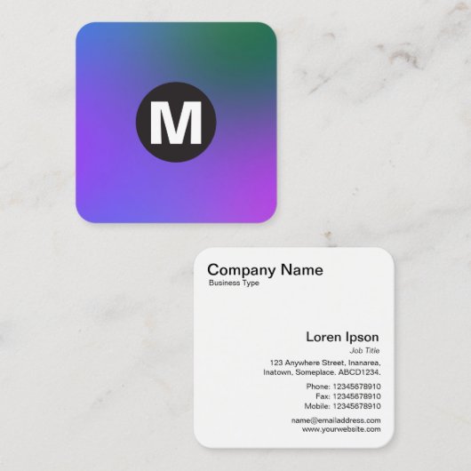 円スポットモノグラム – ソフトグラデーション スクエア名刺 (正面/裏面)
