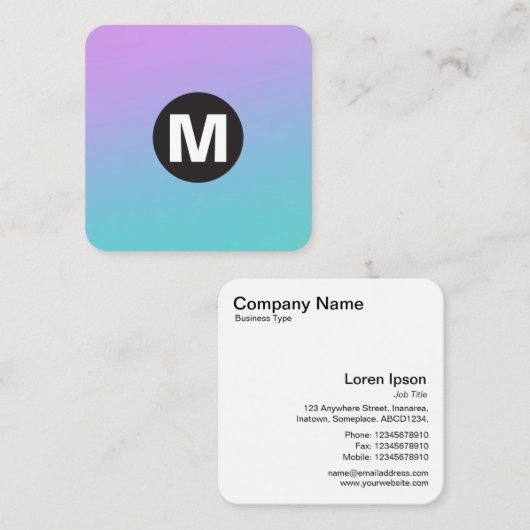 円スポットモノグラム – ソフトグラデーション スクエア名刺 (正面/裏面)