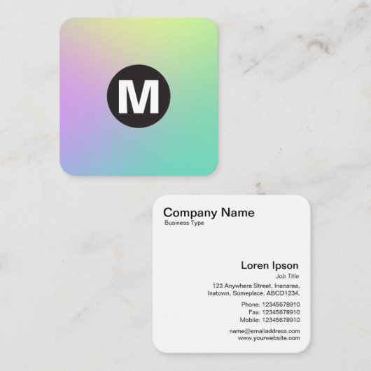 円スポットモノグラム – ソフトグラデーション スクエア名刺 (正面/裏面)