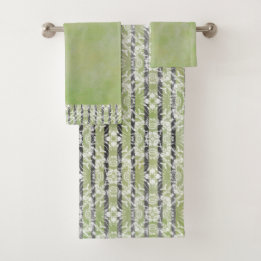 円タイルとストライプ円パターン バスタオルセット