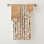 円タイルとストライプ円パターン バスタオルセット (インサイチュ)