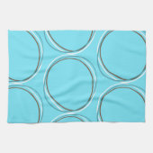 円ターコイズホワイトブラウン手書き キッチンタオル (横)