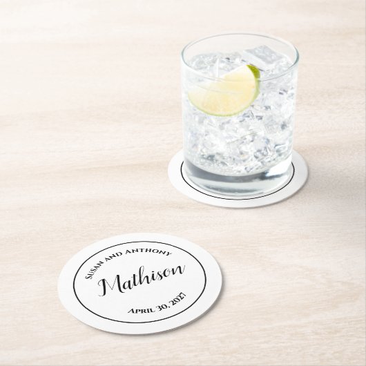 円デザインパーソナライズされたの結婚飲み物用コースター ラウンドペーパーコースター (インサイチュ)