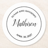 円デザインパーソナライズされたの結婚飲み物用コースター ラウンドペーパーコースター (正面)