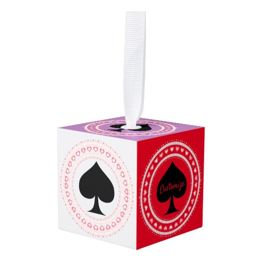 円ハートブラックスペードサンダー_コーブ キューブオーナメント (正面アングル)