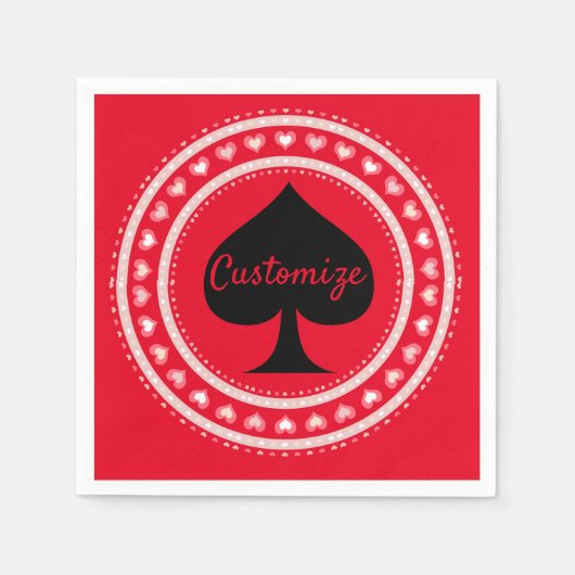 円ハートブラックスペードサンダー_コーブ スタンダードカクテルナプキン (正面)