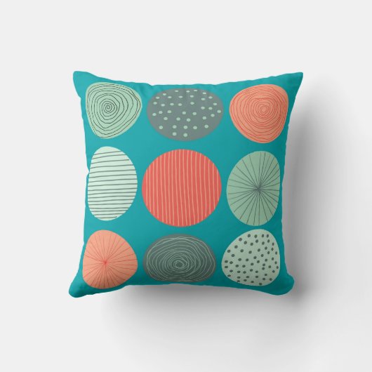 円パターモダンンミントグリーンオレンジモノグラム クッション (裏面)