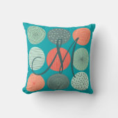 円パターモダンンミントグリーンオレンジモノグラム クッション (正面)