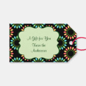 円パターンのカラフルクリスマスライト ギフトタグ (正面(横))