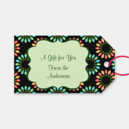 円パターンのカラフルクリスマスライト ギフトタグ