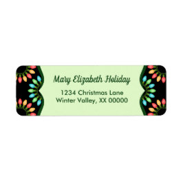 円パターンのカラフルクリスマスライト ラベル