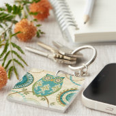 円パターンを持つフクロウ キーホルダー (正面右)