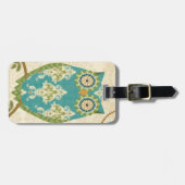 円パターンを持つフクロウ ラゲッジタグ (正面横)