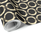円パターンゴールデンリングや輪幾何黒金ゴールド ラッピングペーパー (ロールコーナー)