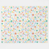 円パターン(の模様が)あるフリースブランケット – ドカラフルット フリースブランケット (正面(横))