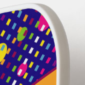 円パーソナライズされたファンキー線と破線のパターン ピックルボールラケット (左詳細)