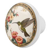 円ビクトリアンフローラ枠のハミングバード セラミックノブ (右)