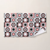 円ピンクグレーホワイトレトロパターン バスタオルセット (ハンドタオル)