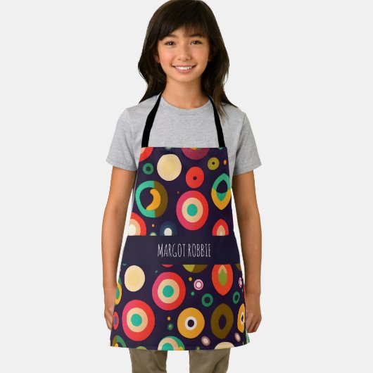 円ピンクブルー幾何パターン エプロン (インサイチュ)