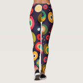 円ピンクブルー幾何パターン レギンス (裏面)