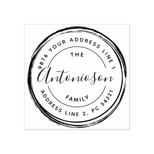 円ファミリ名差出人住所 ラバースタンプ (インプリント)