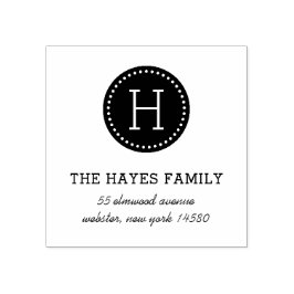 円ファミリ点々のあるモノグラムの住所スタンプ ラバースタンプ