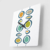 円ファンキー中世紀半モダンカラフルレトロ スクエア壁時計 (傾斜)