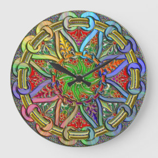 円ファンシーフローラデザインアート ラージ壁時計