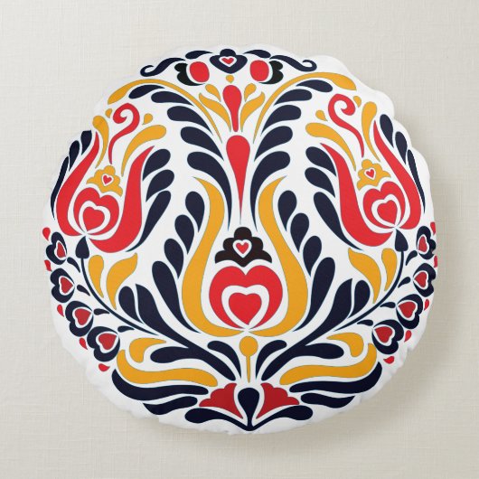 円フォークパターン ラウンドクッション (正面)