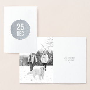 円ミニマルクリスマスカード  シルバー・フォイル25 Dec 箔カード