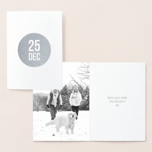 円ミニマルクリスマスカード |シルバー・フォイル25 Dec 箔カード (ディスプレー)