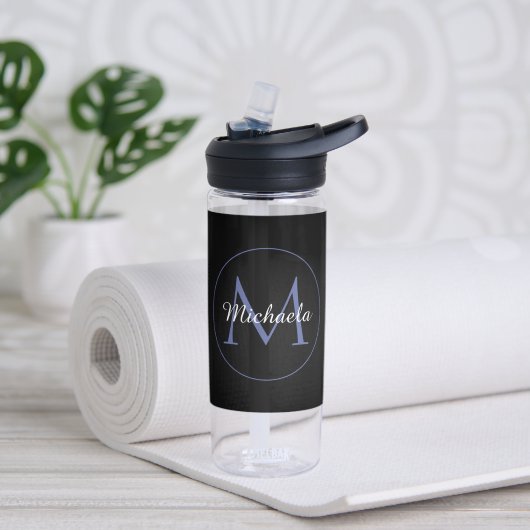 円ミニマルモノグラモダンムのイニシャル名 ウォーターボトル (ヨガ)