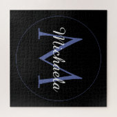 円ミニマルモノグラモダンムのイニシャル名 ジグソーパズル (横)