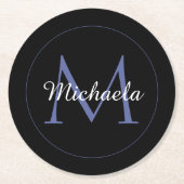 円ミニマルモノグラモダンムのイニシャル名 ラウンドペーパーコースター (正面)