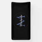 円ミニマルモノグラモダンムのイニシャル名 横断幕 (縦)