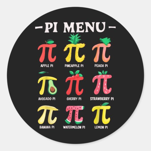 円メニュおもしろいーPi Day Pi 3.14数学先生Pi Symb ラウンドシール (正面)