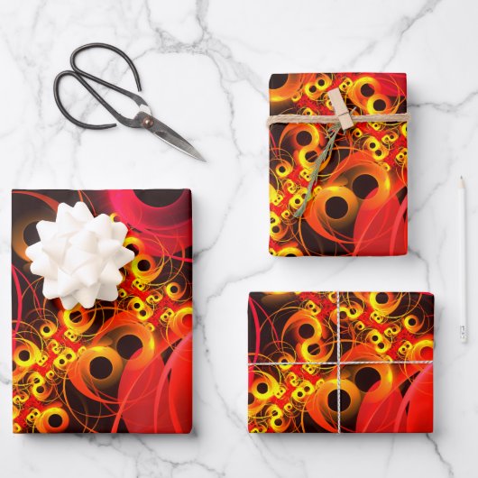 円モダンカラフル抽象芸術のパターン#08 ラッピングペーパーシート (正面)