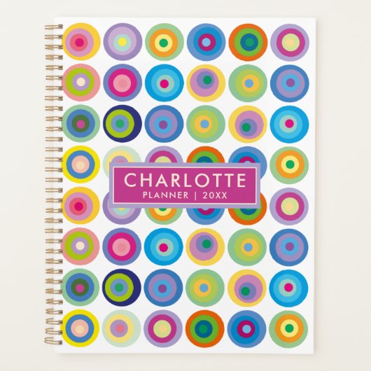 円モダンパーソナライズされたの名カラフル前2023 プランナー手帳 (正面)