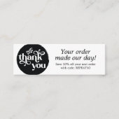 円モダンパーソナライズされたサンキューカードの順序 スキニー名刺 (正面)