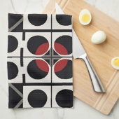 円モダン付き幾何学的抽象芸術 キッチンタオル (四つ折り)